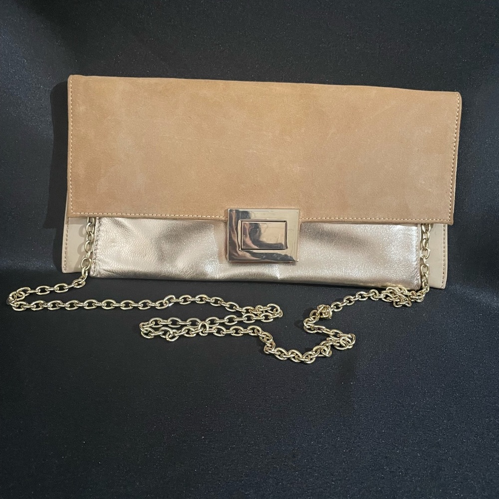 Aldo Gold/Tan Suede/Patent Leather Crossbody